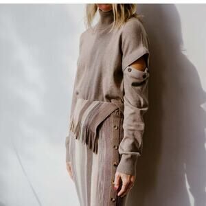 Jonathan Simkhai Lenny Brush Stroke Wool Skirt S